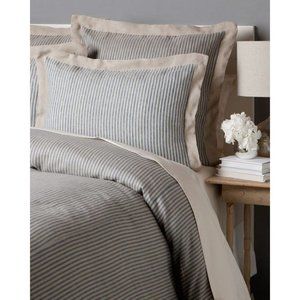 Amity Home Queen Bernadette Stripe Linen Duvet Cover In Steel Blue NWT